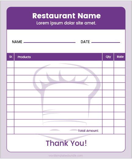 Restaurant Order Pad Printable